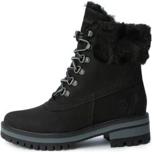 Black suede fur trim Timberland booties